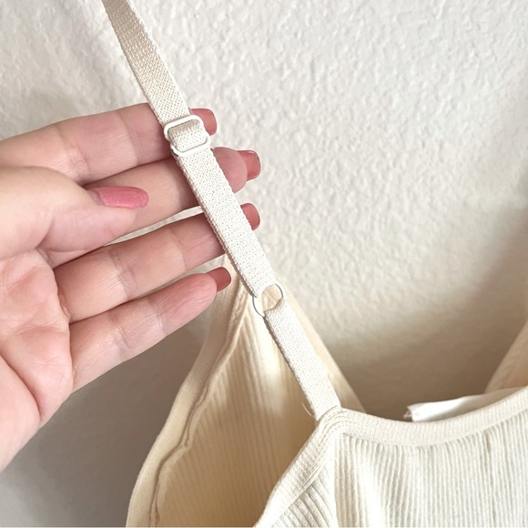 LIVE THE PROCESS Leda twist-front ribbed-knit jumpsuit, cream, wide leg - Picture 6 of 12